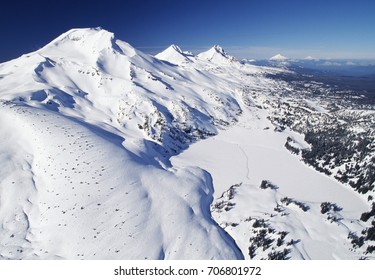 Aerial Of The Three Sisters, Oregon, USA