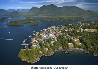 Aerial of Tofino, Vancouver Island, British Columbia, Canada