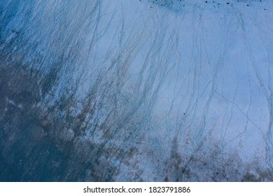 Aerial Top Down View Of Beautiful Sodic Lakes At Kiskunság National Park, Fülöpszállás Hungary, Abstract Nature.