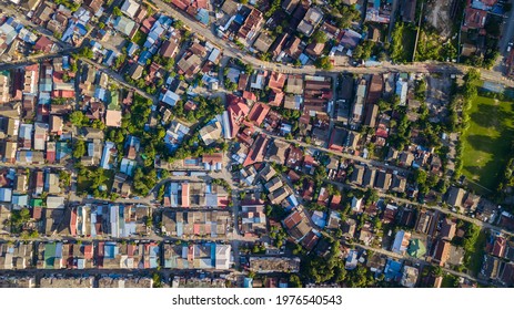 An Aerial Top Down View Of Houses Middle Class Income At Kampung Baru, Kuala Lumpur, Malaysia