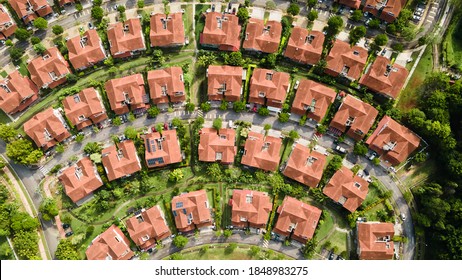 An Aerial Top Down View Of Luxury Bungalow House