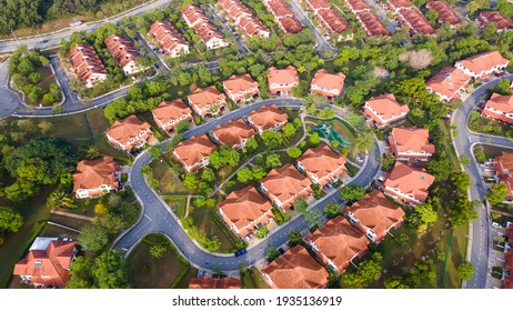 An Aerial Top Down View Of Luxury Bungalow House