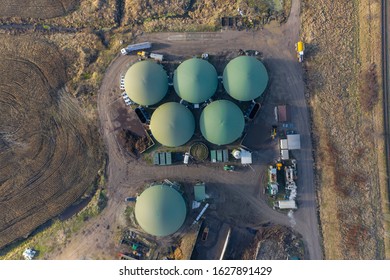 Aerial Top Down View Over Biogas Plant