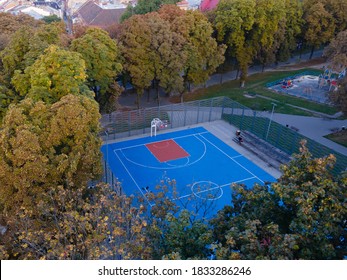 Aerial Top View Of Basketball Court