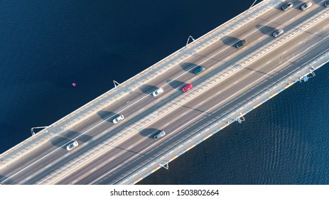 Aerial Top View Bridge Road Automobile Stock Photo 1503802670 ...