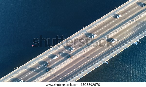 Aerial Top View Bridge Road Automobile Stock Photo 1503802670 ...