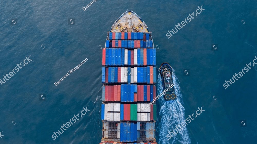 Aerial top view container ship cargo freight shipping, Global business ...