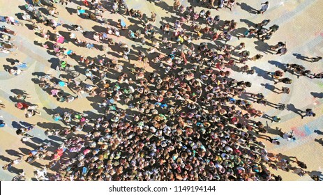 Aerial top view of a crowd people at the square - Shutterstock ID 1149194144