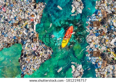 Similar – Image, Stock Photo Aerial view of kayaks in open waterc