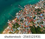 Aerial Top view Na Baan pier on Koh Larn island, Pattaya Thailand.