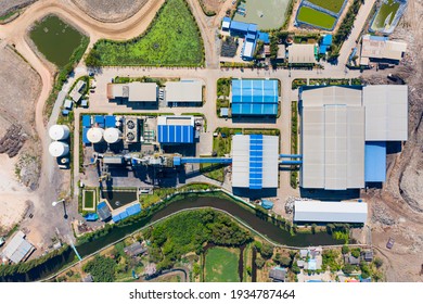 Aerial top view photo from flying drone of Power plant - Municipal Solid Waste Treatment Plant, RDF (Refuse Derived Fuel), roof plan, layout site - Powered by Shutterstock