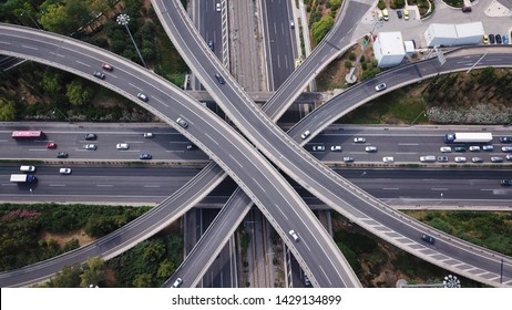 Aerial top view photo of highway multilevel junction road in urban populated area - Shutterstock ID 1429134899