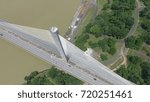 Aerial top view of a section of Centennial Bridge over The Panama Canal