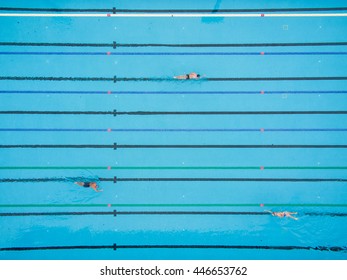 Aerial Top View Of Swimming Pool