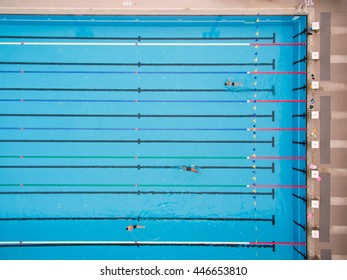 Aerial Top View Of Swimming Pool