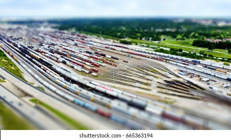 Aerial Train Yard In Fort Worth