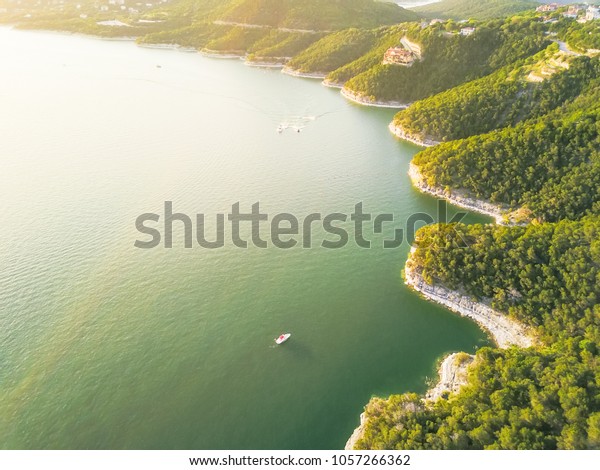 Aerial Trees Cliff Rock Wall Bluffs Nature Stock Image