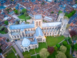 Aerial Twilight View Of York Minster, England