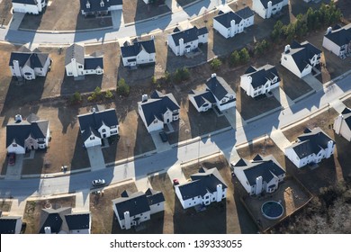 Aerial Of Typical Modern Suburban Housing Track In The Eastern United States.