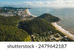 aerial veiw of the coast side of Santa Catarina, Brazil - Itajai beach and Morro do Careca , Balneario Camboriu, Brazil