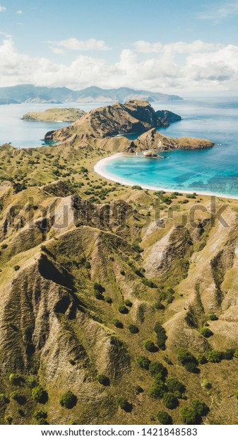 Aerial Vertical View Padar Island Komodo Stock Photo