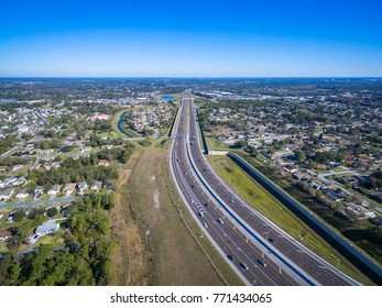 Aerial View Of 408 East West Expressway In Orlando, Florida. This Photograph Was Taken With A Professional Drone.