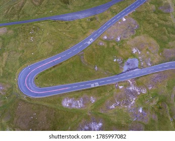 An Aerial View Of The A4069 Known As The Black Mountain Pass In South Wales UK Often Used In A Popular TV Car Series Because Of The Fast Winding Roads