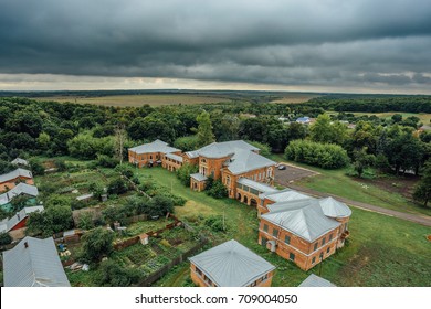 Aerial view to abandoned former Nechaev's mansion in Polibino village in Lipetsk region - Shutterstock ID 709004050