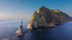 Aerial View The Abandoned Lighthouse Aniva In Sakhalin Island,Russia.