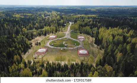 Aerial View Of Abandoned Soviet Nuclear Missile Launch Site, Located Near Plateliai Lake In Lithuania.