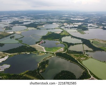 Aerial View Abandoned Tin Mining Site At Kampar, Perak