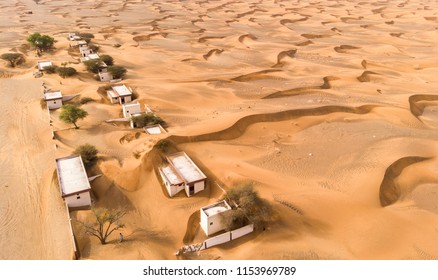 Aerial View Of Abandoned Village In A Desert Near Dubai