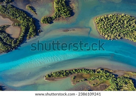 Aerial view above the beautiful Turquoise lakes in Norway Stock photo © 