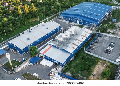 Aerial View Above Industrial Buildings Warehouses Stock Photo ...