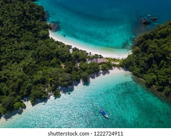 Aerial view from above of Twin Beach Mergui Island or Bruer island, seascape landscape view from the sky - Powered by Shutterstock