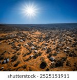 aerial view african village , typical Southern african rural area village Botswana, South Africa