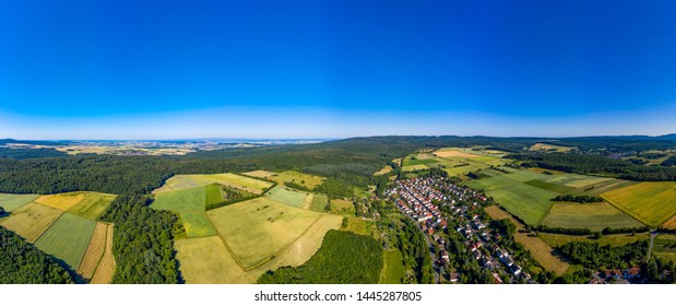 Aerial view, Agricultural areas, Meadows, forests, Hesse, Germany