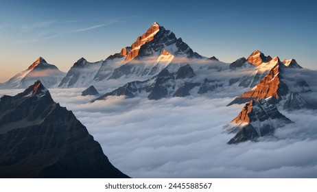 Aerial View from Airplane of Snow Covered Canadian Mountain Landscape in Winter - Powered by Shutterstock