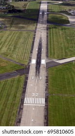 Aerial View Of An Airport Runway, UK