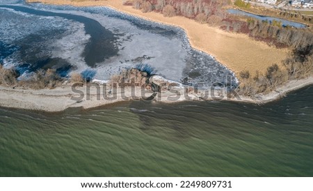Aerial view of Ajax Ontario waterfront on the coast of Lake Ontario by Paradise Park