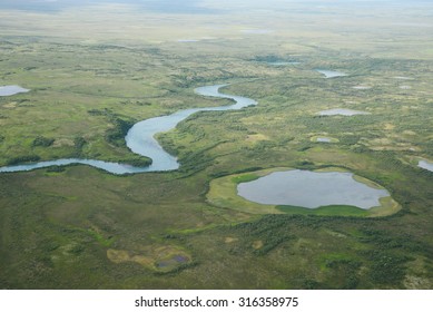 An Aerial View Of Alaska Wetland Near King Salmon