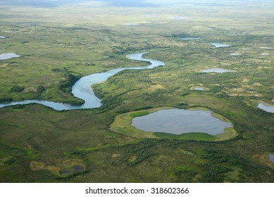 An Aerial View Of Alaska Wetland Near King Salmon