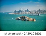 Aerial view of Alcatraz Island in San Francisco.