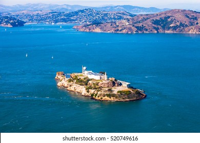 Aerial view of Alcatraz island in the San Francisco Bay.