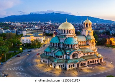 Aerial view of Alexander Nevski cathedral in Sofia, Bulgaria
