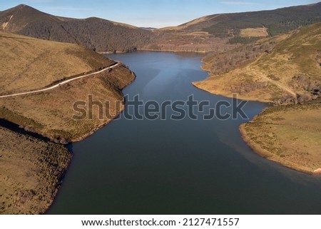 Aerial view of the Alsa reservoir, in Cantabria.