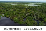 Aerial view of Amazon rainforest, near the city of Manaus, Amazonas state, Brazil.