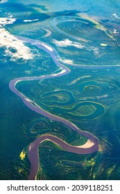 Aerial View Of The Amazon River In Peru