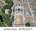 aerial view of Amphitheatre of Pompeii.  Roman amphitheatres.  Pompeii, Italy