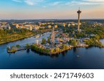 Aerial view of Särkänniemi  amusement park in Tampere, Finland.